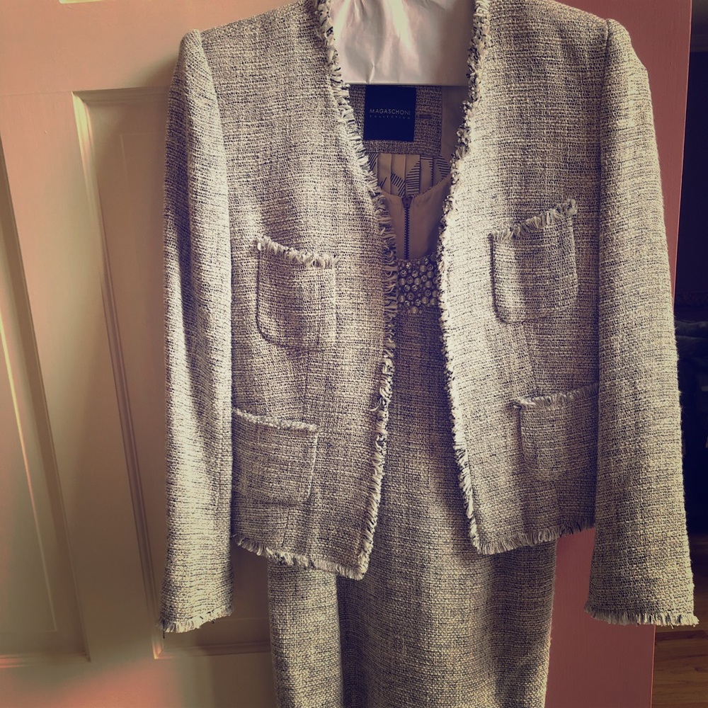 Magaschoni bejeweled sheath dress and jacket